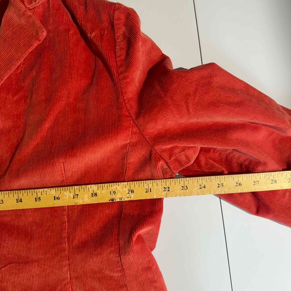 L.L. Bean Orange Corduroy Blazer Vintage 90s 3 Button Notched Lapel Pockets Lg - Picture 13 of 14